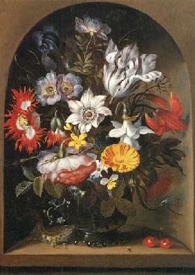 Blumenstrauß in einer Nische um 1650