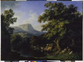 Landschaft mit Motiven aus dem Aniotal und Ariccia 1775