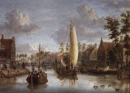A Canal with barges von Jacob Storck