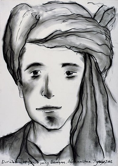 Durabali, 18 years Young, Bamyan, Afghanistan, 2002 (charcoal on paper)  von Jacob  Sutton