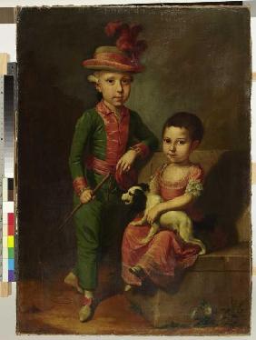 Doppelbildnis des Johann Georg von Holzhausen (1771-1846) und seiner Schwester Henriette (1773-1834) Um 1775