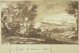Landschaft mit dem Grabmal des Publio Vibio Mariano, landläufig bekannt als die Tomba di Nerone