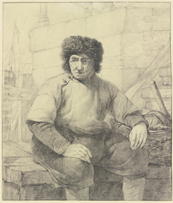 Fischer auf einer Hafenmauer sitzend von Jacob van Strij