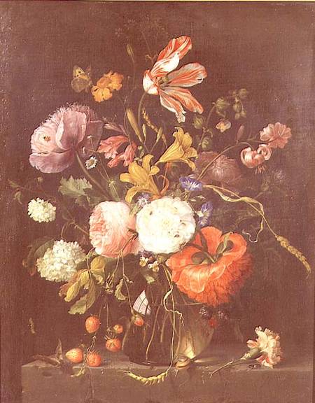 Flowers in a Glass Vase von Jacob van Walscapelle