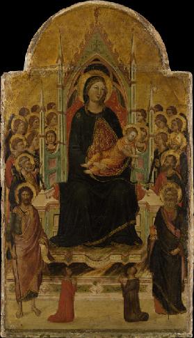 Thronende Madonna mit Kind und Heiligen, Engeln und Stiftern