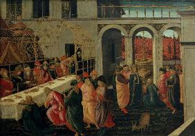 The Banquet of Ahasuerus (tempera on panel) 16th