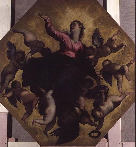 Madonna Carried by Angels (ceiling fresco) von Jacopo Palma il Giovane