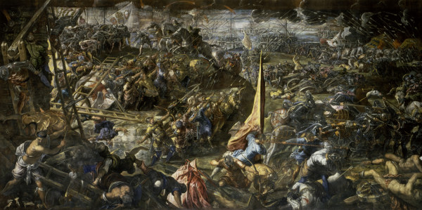 Battle of Zara /Ptg.by Tintoretto/1584/7 von Jacopo Robusti Tintoretto
