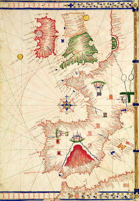 Ms Ital 550.0.3.15 fol.2r Map of Europe, from 'Carte Geografiche' (vellum) von Jacopo Russo
