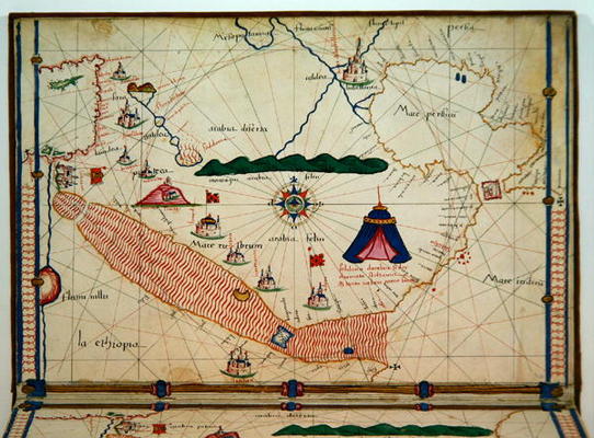 Ms Ital 550.0.3.15 fol.5v Map of the Red Sea, from the 'Carte Geografiche' (vellum) von Jacopo Russo