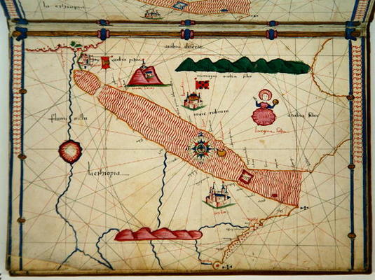 Ms Ital 550.0.3.15 fol.6r Map of Egypt, from the 'Carte Geografiche' (vellum) von Jacopo Russo
