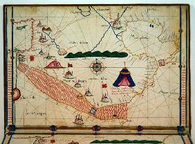 Ms Ital 550.0.3.15 fol.5v Map of the Red Sea, from the 'Carte Geografiche' (vellum) 17th