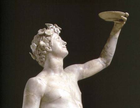 Bacchus, detail of the head, sculpture von Jacopo Sansovino