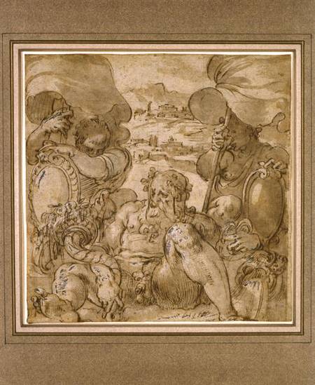 Study for the Allegory of San Gimignano and Colle Val d'Elsa (pen & brown ink heightened with white von Jacopo Zucchi