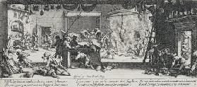 Les Miseres et les Mal-Heurs de la Guerre (Blatt 5): Plünderung auf einem Bauernhof 1633