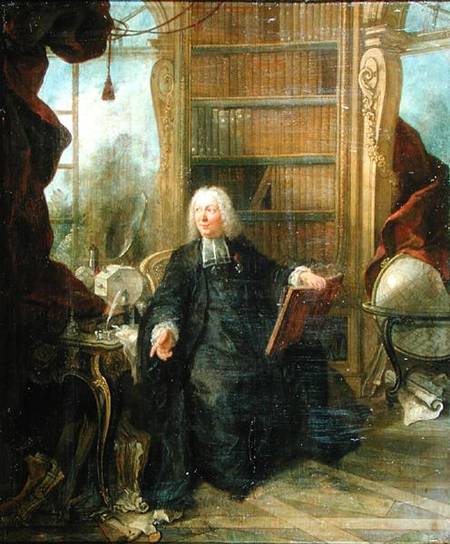 Abbot Nollet (1700-70) in his study, in chateau de la Muette optical pavilion von Jacques Lajoue