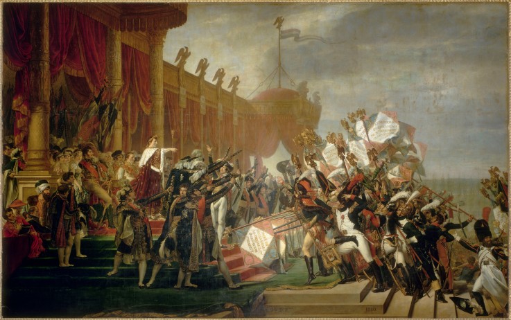 Schwur des Heeres auf den Kaiser nach der Verteilung der Adler auf dem Marsfeld in Paris am 5. Dezem von Jacques Louis David