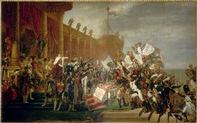Schwur des Heeres auf den Kaiser nach der Verteilung der Adler auf dem Marsfeld in Paris am 5. Dezem 1810