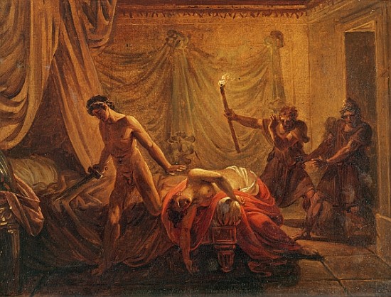 The Death of Cleonice (oil on canvas mounted on wood)The von Jacques Louis David