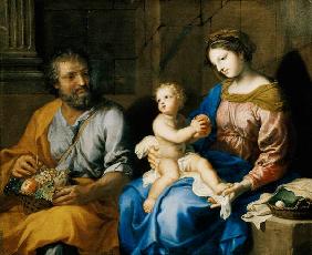 The Holy Family (oil on canvas) 17th