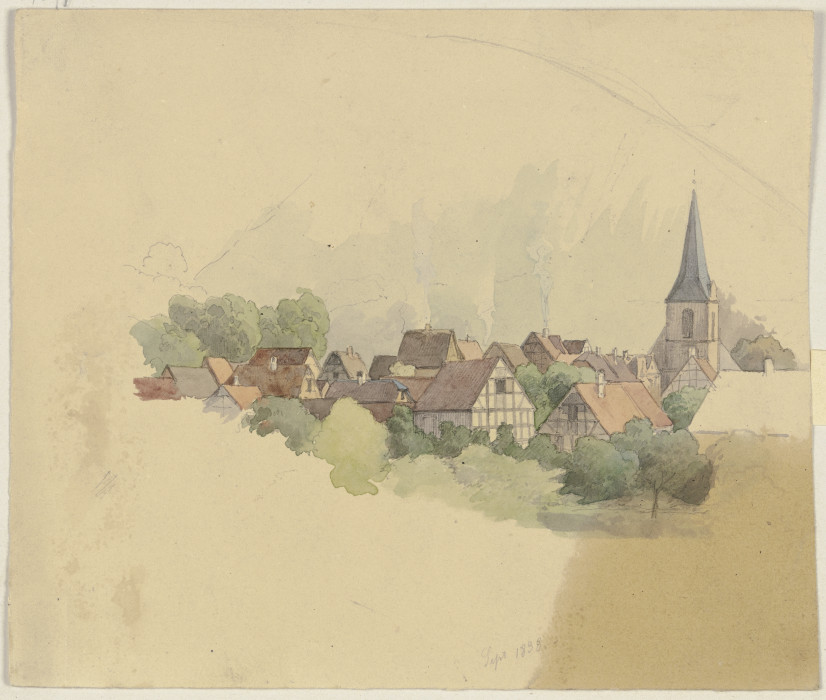 Dorf mit Kirche von Jakob Becker