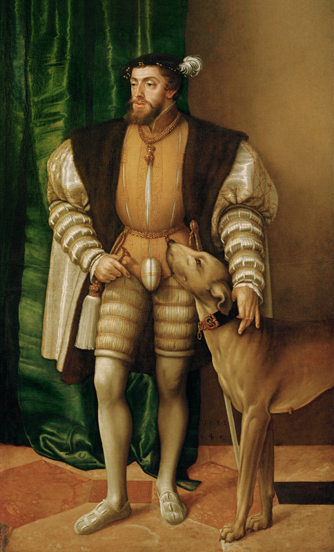 Kaiser Karl V. mit seiner Ulmer Dogge von Jakob Seisenegger
