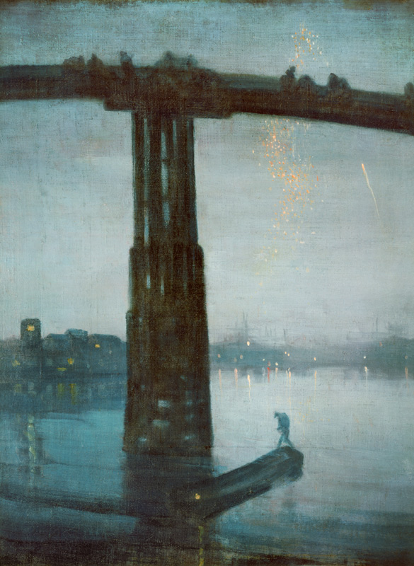 Die alte Battersea Brücke - Nocturne - Blau und Gold von James Abbott McNeill Whistler