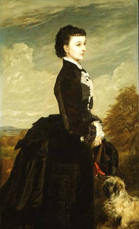 Portrait of a Lady in Black with a Dog von James Archer
