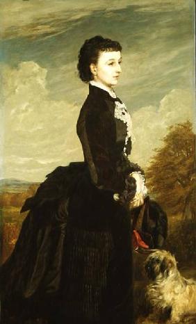 Portrait of a Lady in Black with a Dog 1875