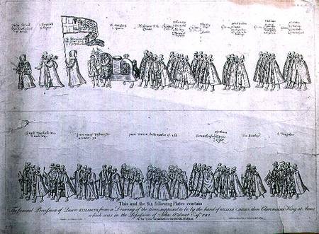 The Funeral Procession of Queen Elizabeth I, from a drawing of the time supposed to be by the hand o von James Basire
