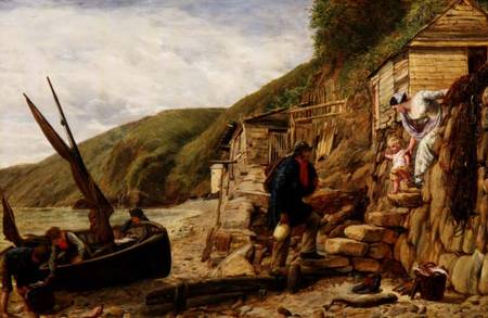 "Welcome, Bonny Boat!" The Fisherman's Return, scene at Clovelly, North Devon von James Clarke Hook