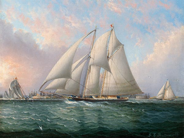 Regatta vor Governors Island, New York., 19. Jahrhundert von James E. Buttersworth