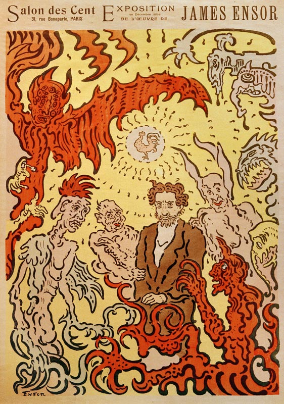 Dämonen, die mich quälen (Démons me turlupinant). Plakat für die James Ensors Ausstellung im Salon d von James Ensor