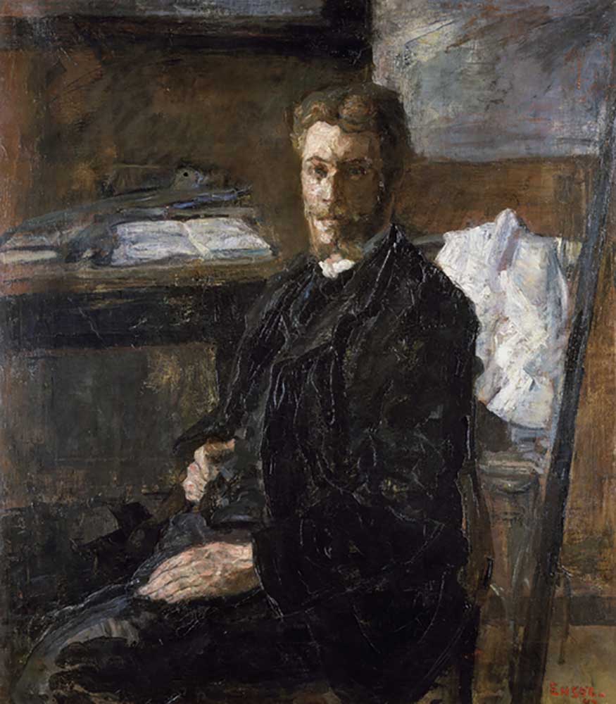 Porträt des Künstlers Willy Finch (Portrait du peintre Willy Finch), 1882, von James Ensor (1860-194 von James Ensor