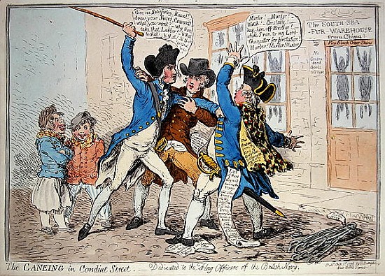The Caneing in Conduit Street, published by  Hannah Humphrey von James Gillray