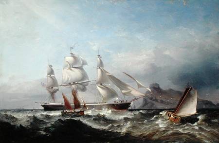A Clipper Ship off the Mumbles Lighthouse, Swansea von James Harris of Swansea