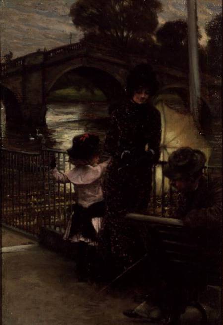 Portrait of the Artist with Mrs.Kathleen Newton and her niece, Lilian Hervey, by the Thames at Richm von James Jacques Tissot