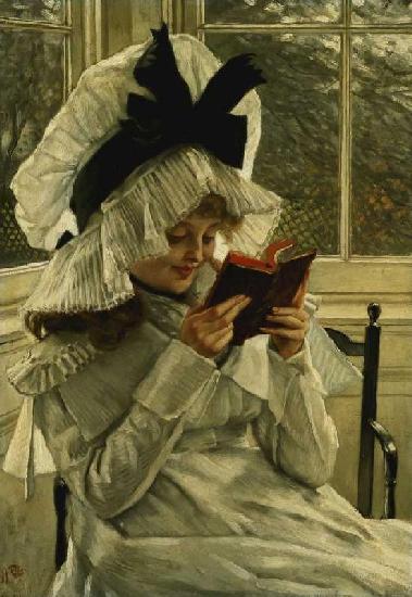 Mädchen, ein Buch lesend 1872