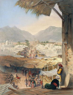 City of Kandahar, its Principal Bazaar and Citadel, Taken from the Nakarra Khauneh, or Royal Band Ro von James Rattray