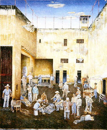 Prison Compound, 1986 (oil on canvas)  von  James  Reeve