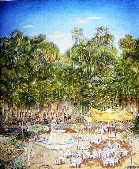 The Pensioner''s Chess Tournament in the Botanic Garden, 2001 (oil on canvas)  von  James  Reeve