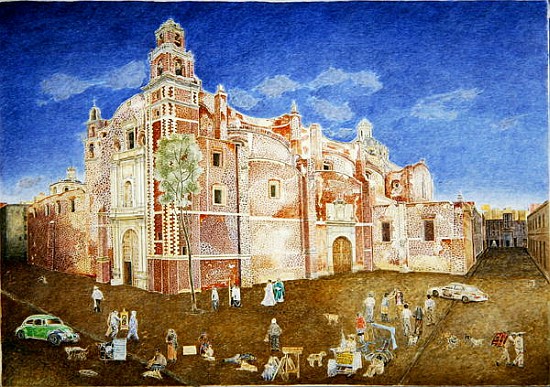 Women Fighting outside the Church of Santa Catarina, 2001 (oil on canvas)  von  James  Reeve
