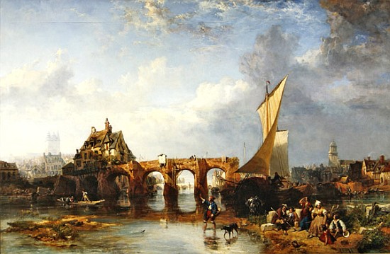 The Pont des Treilles on the river Maine at Angers von James Vivien de Fleury