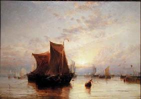 Dutch Boats Becalmed at Sunrise 1878