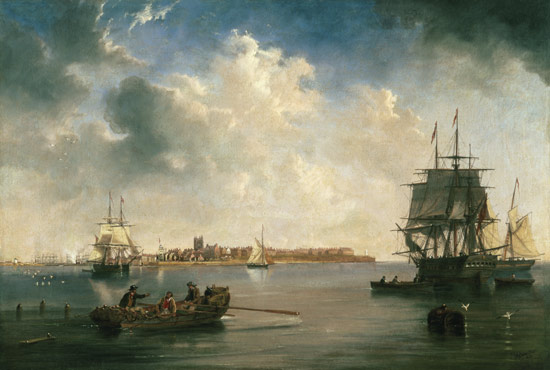 Hafen von Hartlepool mit Schiffen von James Wilson Carmichael