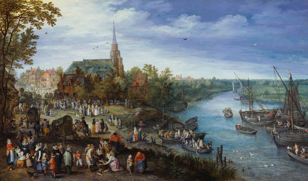 Dorf am Fluß von Jan Brueghel d. Ä.
