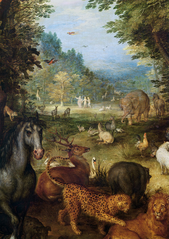 Earth, or The Earthly Paradise, detail of animals von Jan Brueghel d. Ä.