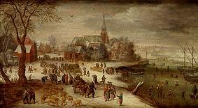 Blick auf das winterliche Schelle bei Antwerpen von Jan Brueghel d. Ä.