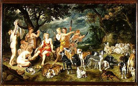Diana and her Nymphs Preparing to Leave for the Hunt von Jan Brueghel d. Ä.