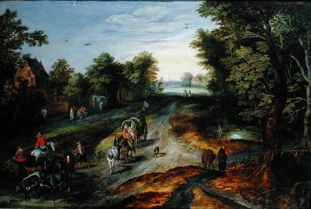 Landscape with a Village Road von Jan Brueghel d. Ä.